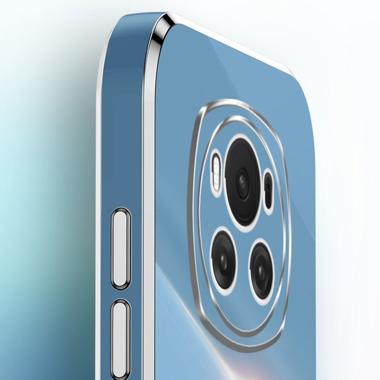 For Honor Magic6 5G XINLI Straight 6D Plating Gold Edge TPU Shockproof Case with Ring Holder(White)