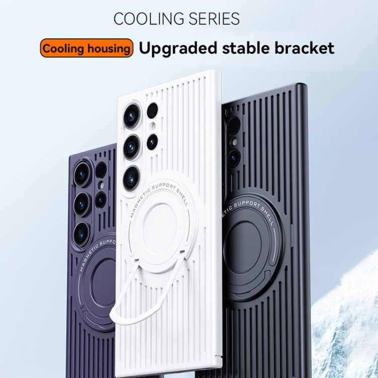 For Samsung Galaxy S24 5G Cooling MagSafe Magnetic Ring Holder PC Phone Case(Grey)