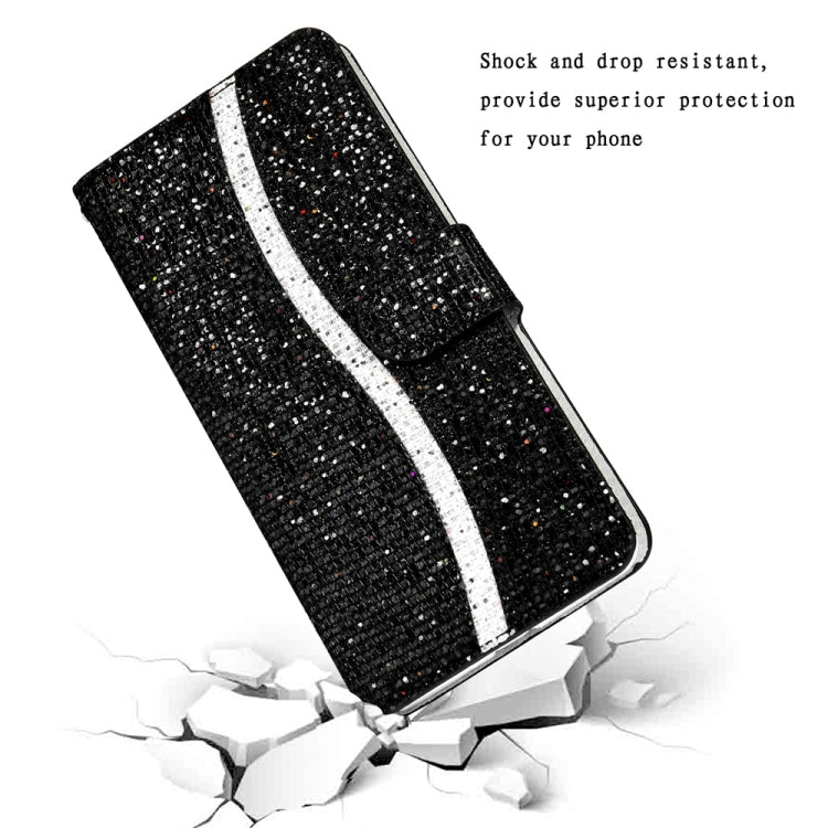 For Samsung Galaxy S24 5G Glitter Powder Filp Leather Phone Case(Black)