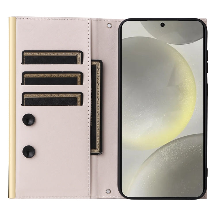 For Samsung Galaxy S24 5G Crossbody Rhombic Sucker Leather Phone Case(White)