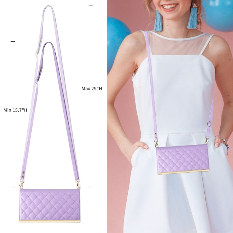 For Samsung Galaxy S24 5G Crossbody Rhombic Sucker Leather Phone Case(Purple)