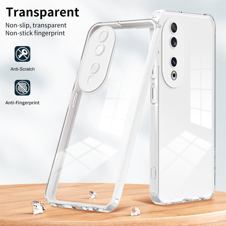 For Honor 90 3 in 1 Clear TPU Color PC Frame Phone Case(White)