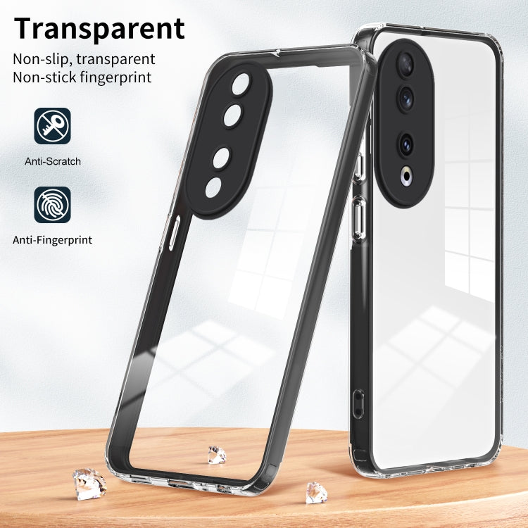 For Honor 90 3 in 1 Clear TPU Color PC Frame Phone Case(Black)