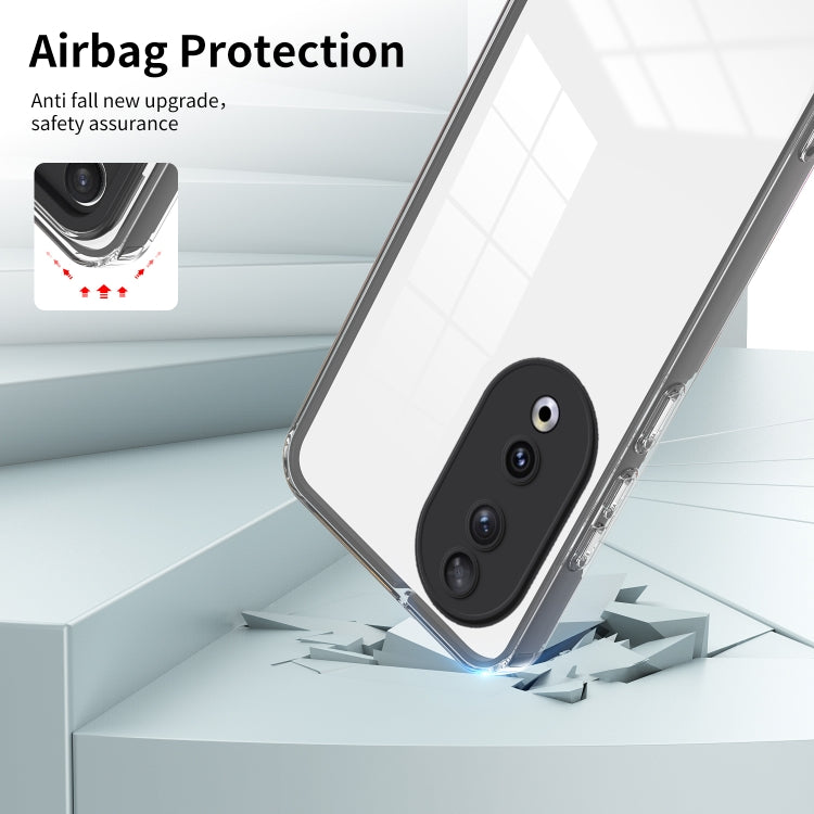 For Honor 90 3 in 1 Clear TPU Color PC Frame Phone Case(Black)