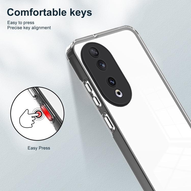 For Honor 90 3 in 1 Clear TPU Color PC Frame Phone Case(Black)