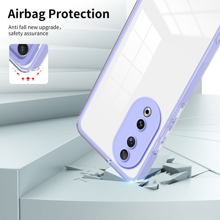 For Honor 90 3 in 1 Clear TPU Color PC Frame Phone Case(Purple)