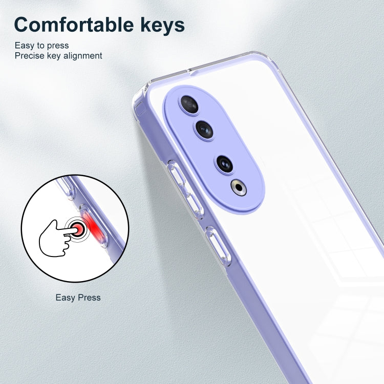 For Honor 90 3 in 1 Clear TPU Color PC Frame Phone Case(Purple)