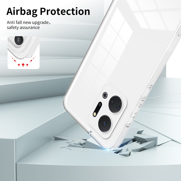 For Honor X7a 3 in 1 Clear TPU Color PC Frame Phone Case(White)