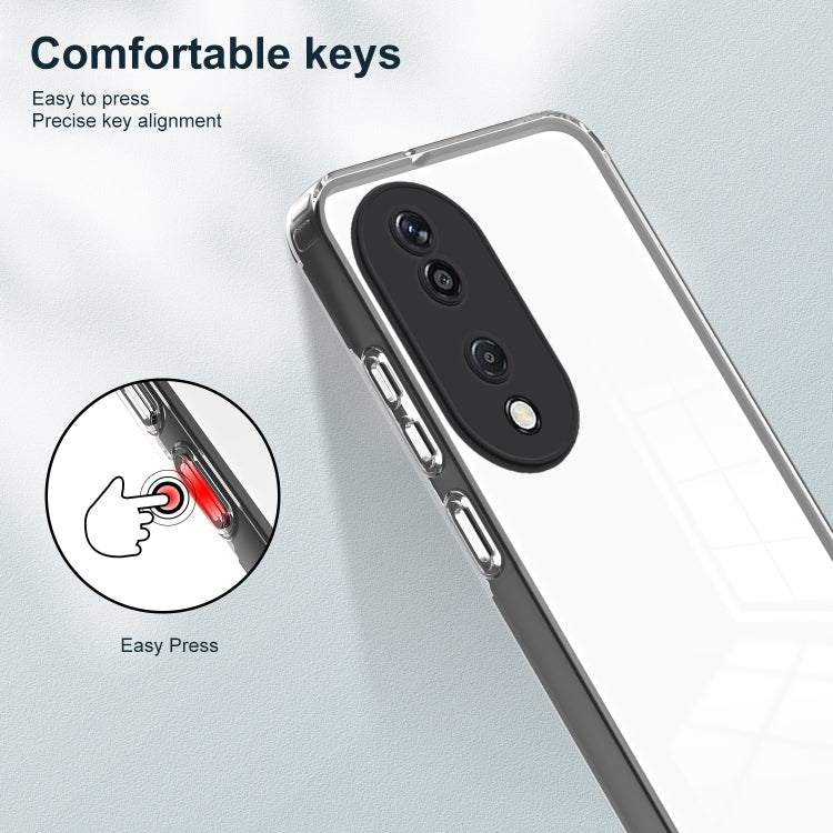 For Honor X7b 3 in 1 Clear TPU Color PC Frame Phone Case(Black)