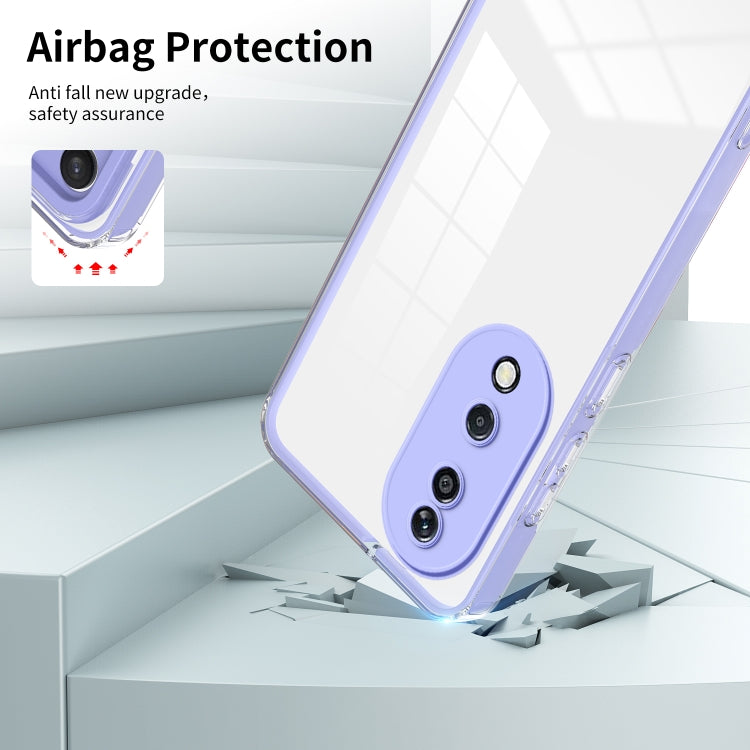 For Honor X7b 3 in 1 Clear TPU Color PC Frame Phone Case(Purple)