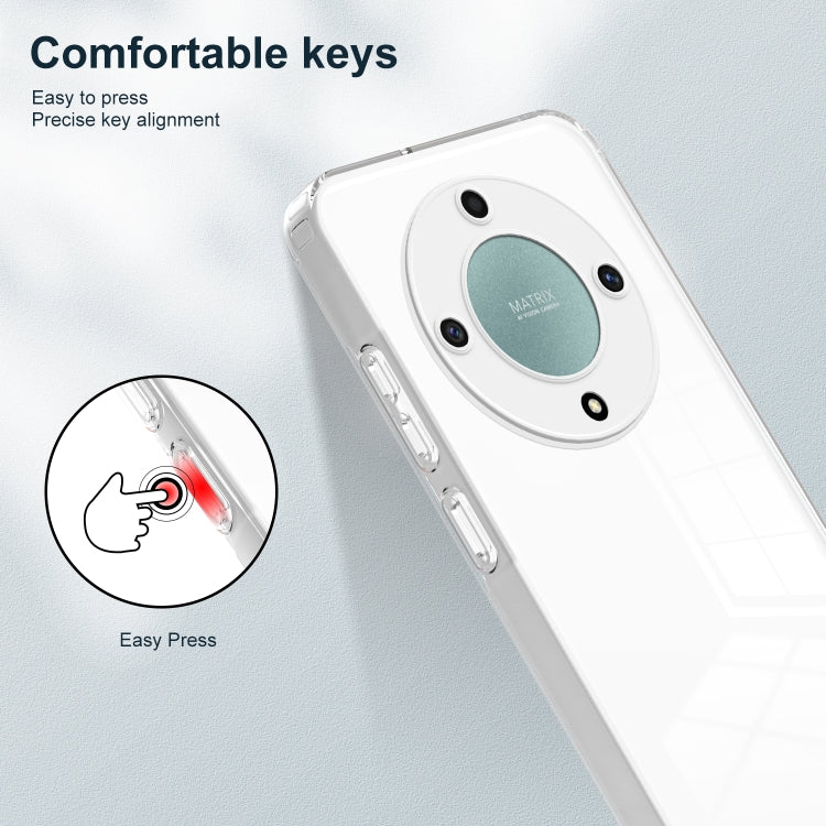 For Honor X9a 3 in 1 Clear TPU Color PC Frame Phone Case(White)