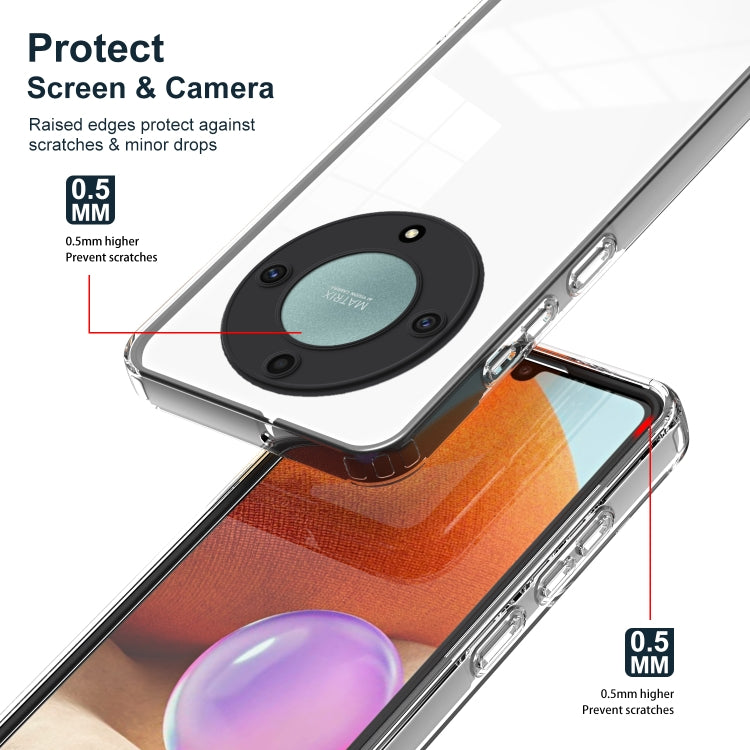 For Honor X9a 3 in 1 Clear TPU Color PC Frame Phone Case(Black)