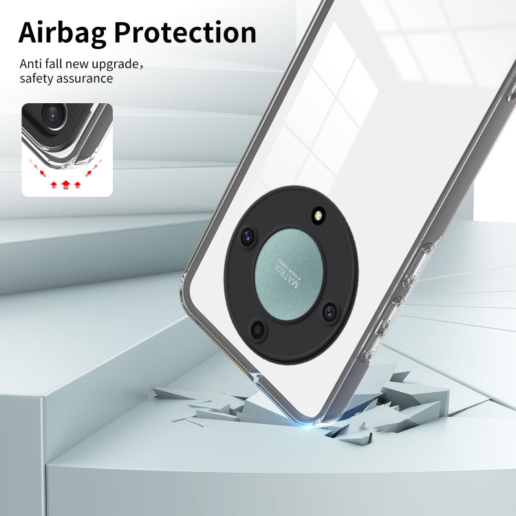 For Honor X9a 3 in 1 Clear TPU Color PC Frame Phone Case(Black)