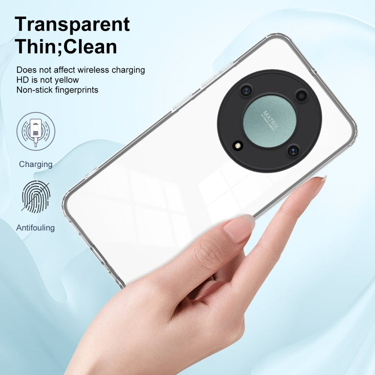 For Honor X9a 3 in 1 Clear TPU Color PC Frame Phone Case(Black)