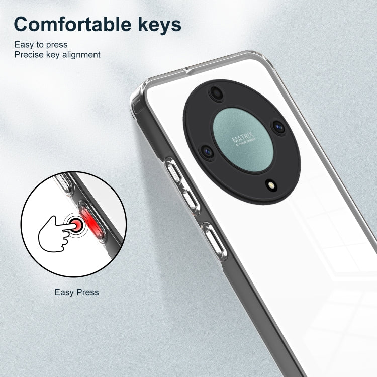 For Honor X9a 3 in 1 Clear TPU Color PC Frame Phone Case(Black)