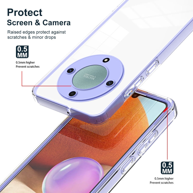 For Honor X9a 3 in 1 Clear TPU Color PC Frame Phone Case(Purple)