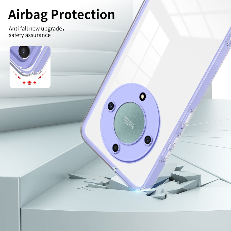 For Honor X9a 3 in 1 Clear TPU Color PC Frame Phone Case(Purple)