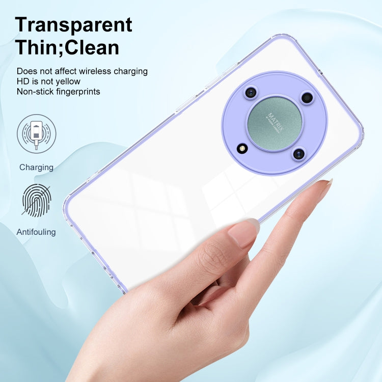 For Honor X9a 3 in 1 Clear TPU Color PC Frame Phone Case(Purple)