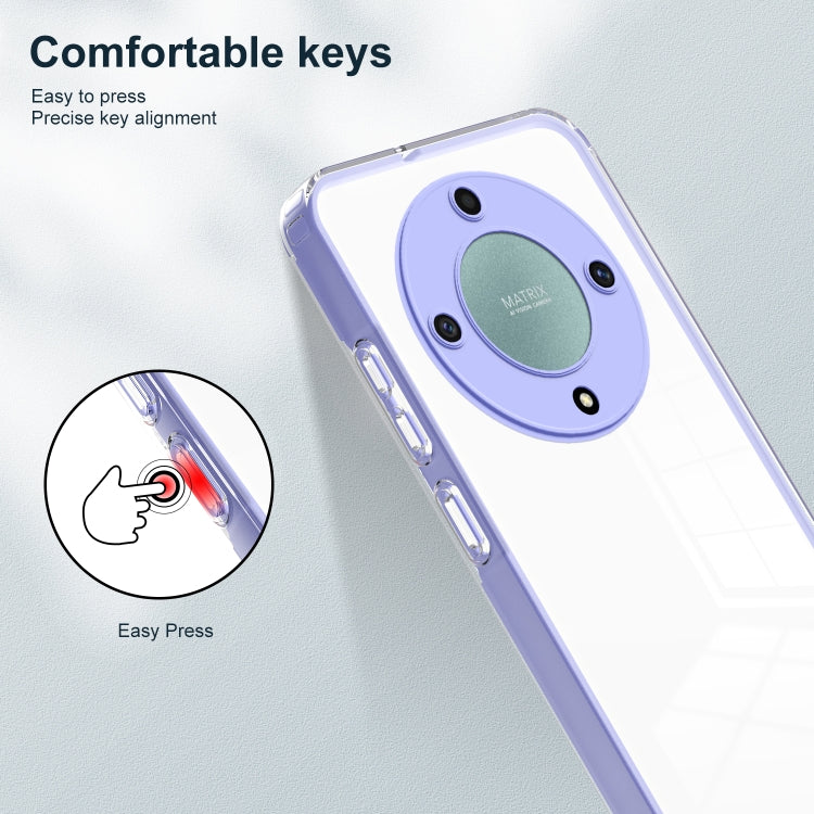 For Honor X9a 3 in 1 Clear TPU Color PC Frame Phone Case(Purple)