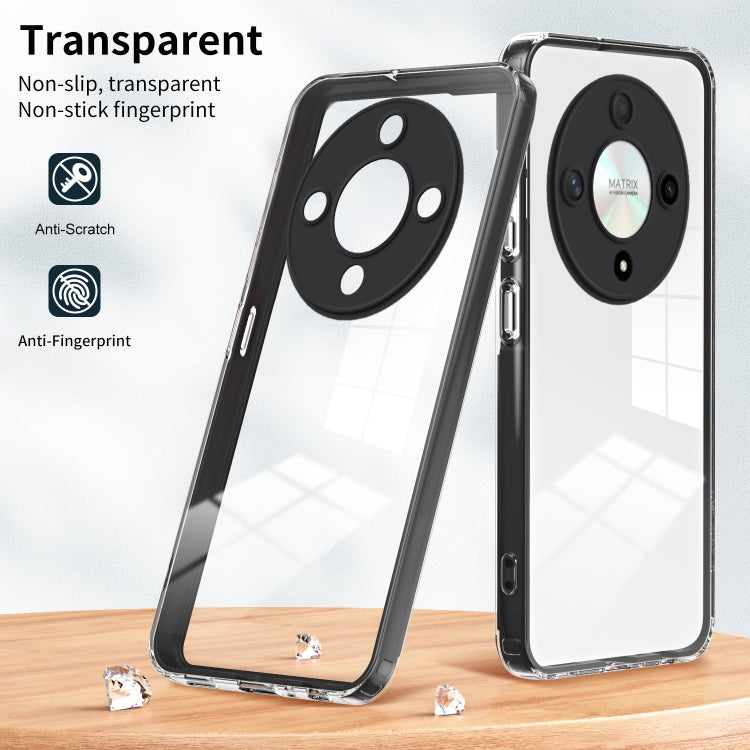 For Honor X9b 3 in 1 Clear TPU Color PC Frame Phone Case(Black)