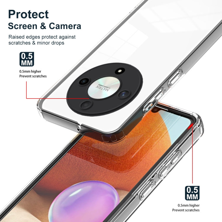 For Honor X9b 3 in 1 Clear TPU Color PC Frame Phone Case(Black)