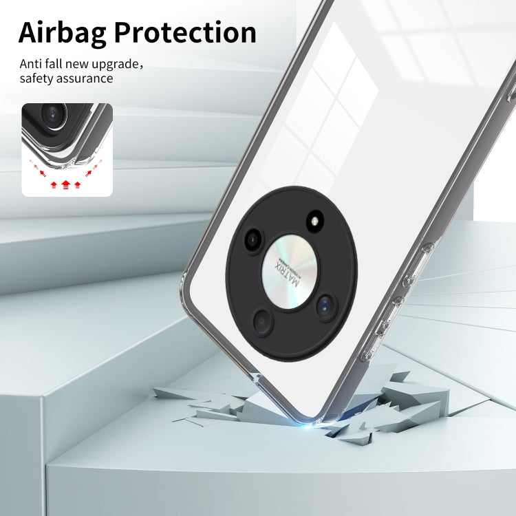 For Honor X9b 3 in 1 Clear TPU Color PC Frame Phone Case(Black)