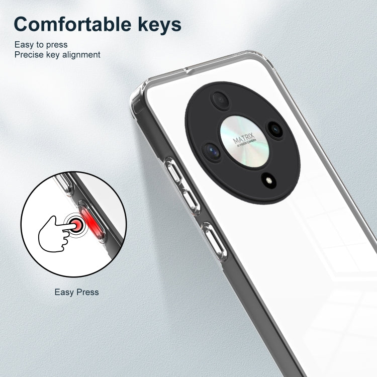 For Honor X9b 3 in 1 Clear TPU Color PC Frame Phone Case(Black)