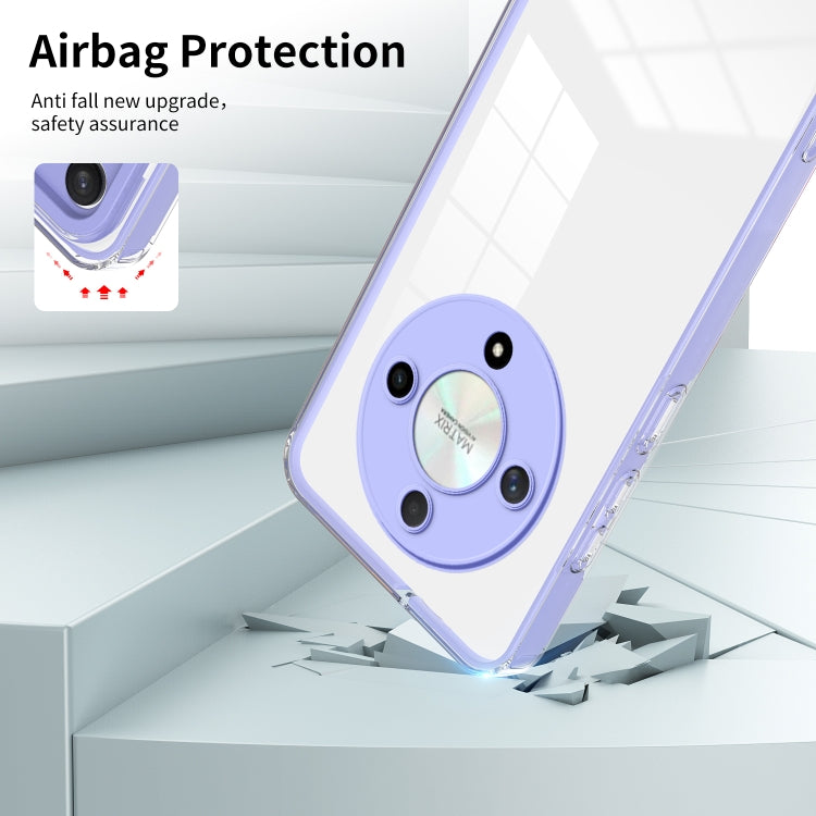 For Honor X9b 3 in 1 Clear TPU Color PC Frame Phone Case(Purple)