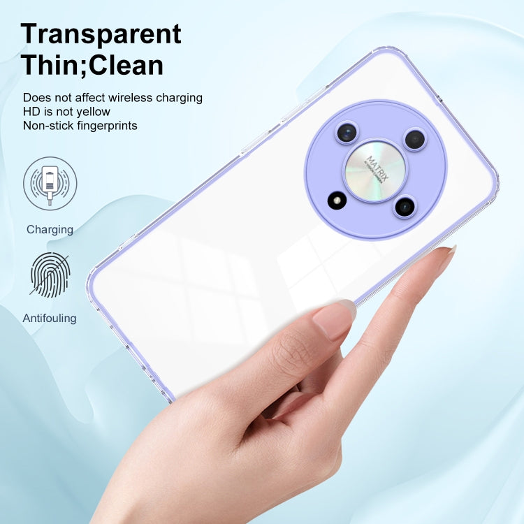 For Honor X9b 3 in 1 Clear TPU Color PC Frame Phone Case(Purple)