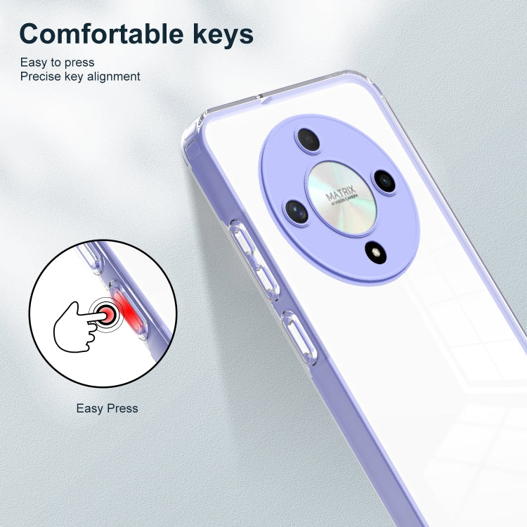 For Honor X9b 3 in 1 Clear TPU Color PC Frame Phone Case(Purple)