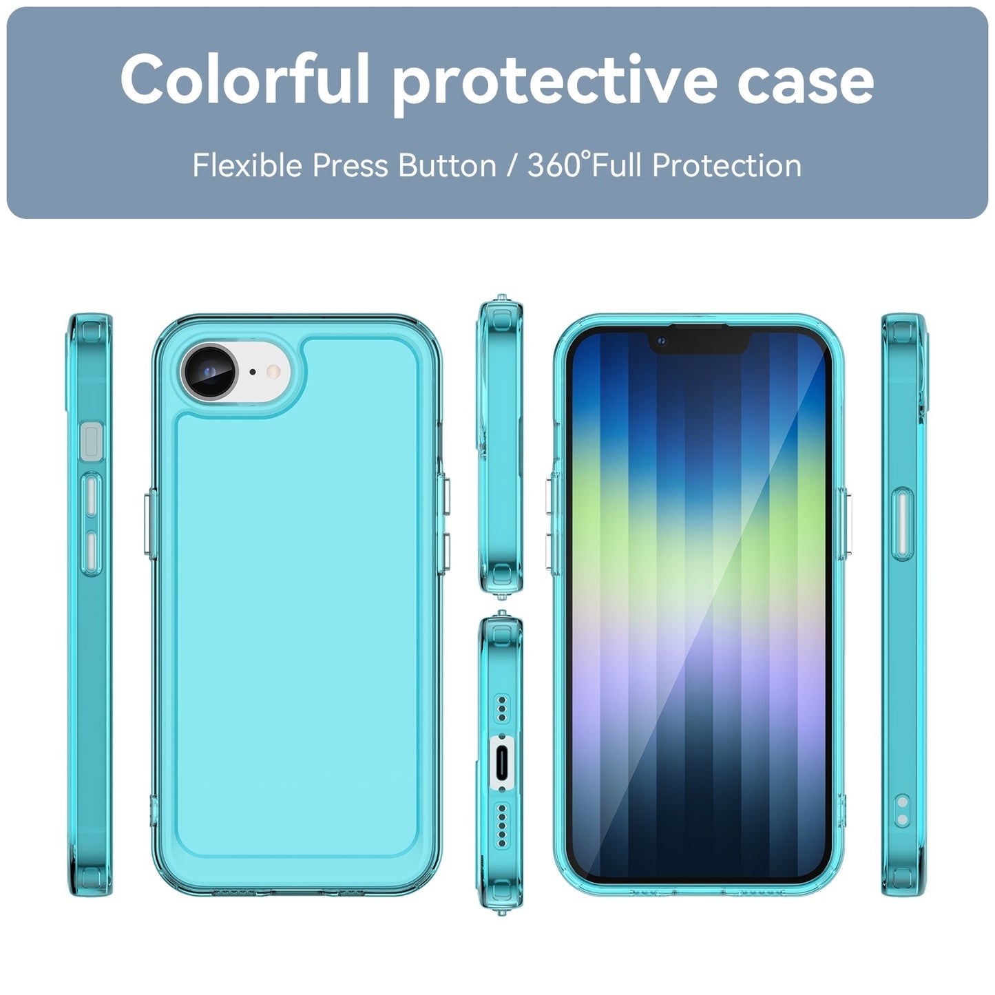 For iPhone 16e Candy Series TPU Phone Case(Transparent Blue)