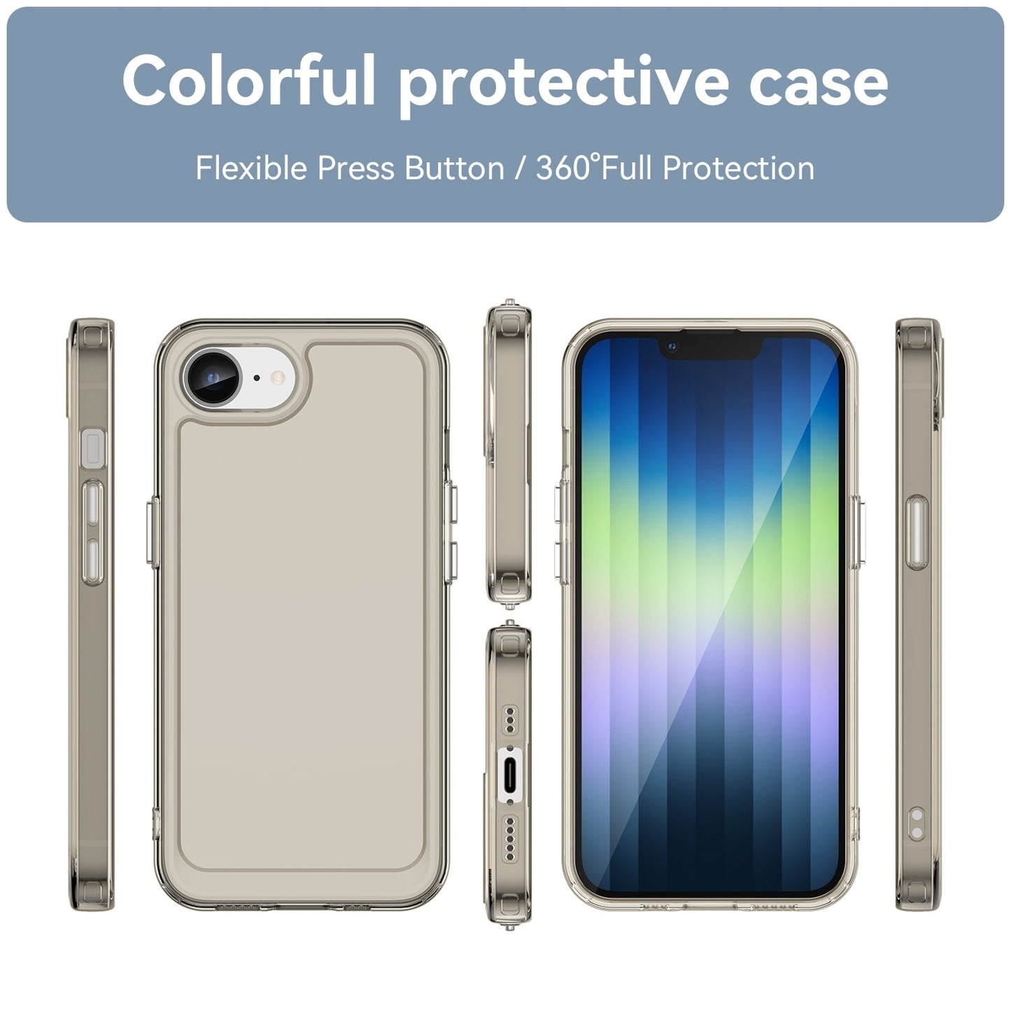 For iPhone 16e Candy Series TPU Phone Case(Transparent Grey)