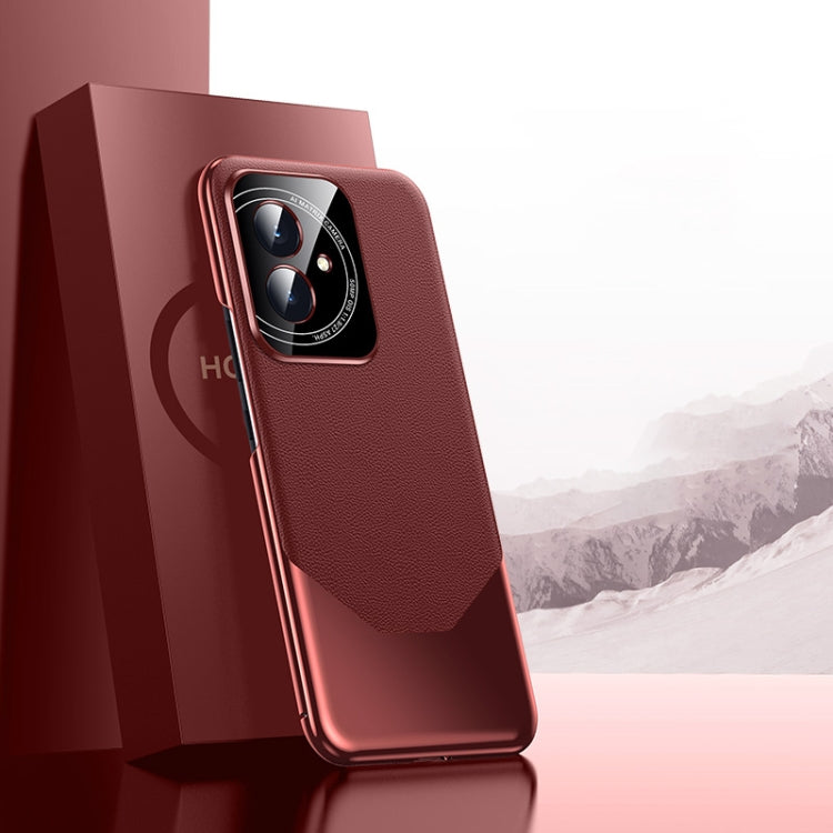 For Honor 100 Electroplated Imitation Ultimate Design PC + Leather Phone Case(Red)