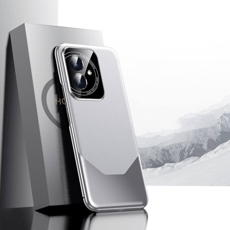 For Honor 100 Electroplated Imitation Ultimate Design PC + Leather Phone Case(Silver)