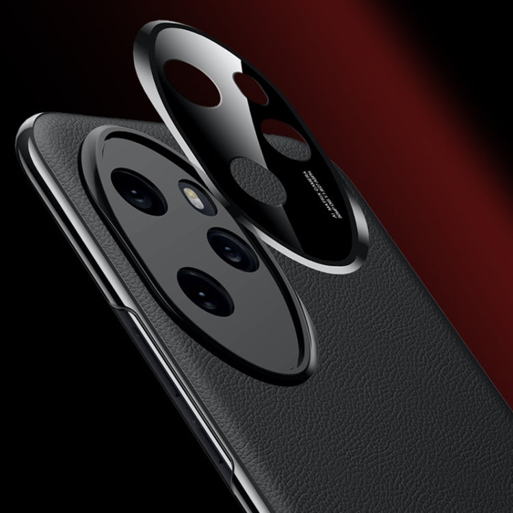 For Honor 100 Electroplated Imitation Ultimate Design PC + Leather Phone Case(Cyan)