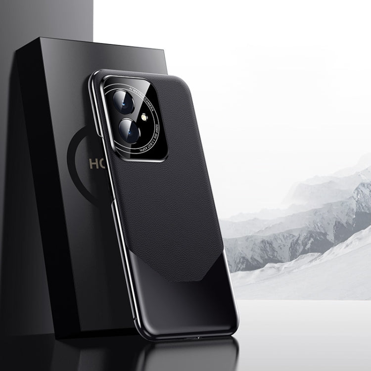 For Honor 100 Electroplated Imitation Ultimate Design PC + Leather Phone Case(Black)