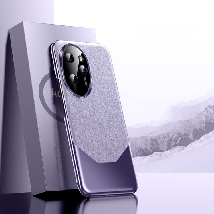 For Honor 100 Pro Electroplated Imitation Ultimate Design PC + Leather Phone Case(Purple)