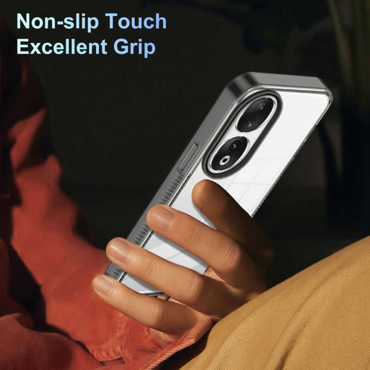 For Honor 90 2.5mm Anti-slip Clear Acrylic Hybrid TPU Phone Case(Black)