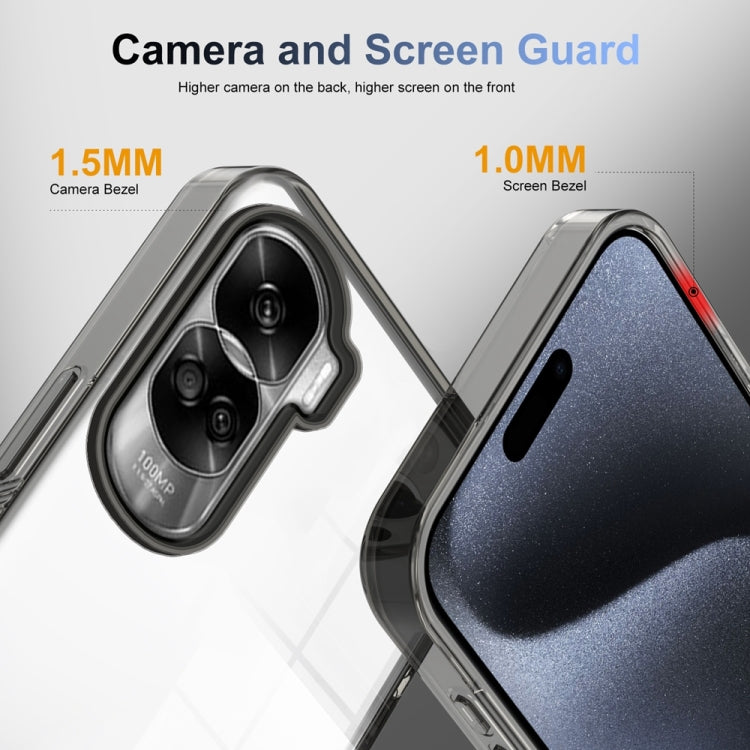 For Honor 90 Lite 2.5mm Anti-slip Clear Acrylic Hybrid TPU Phone Case(Black)