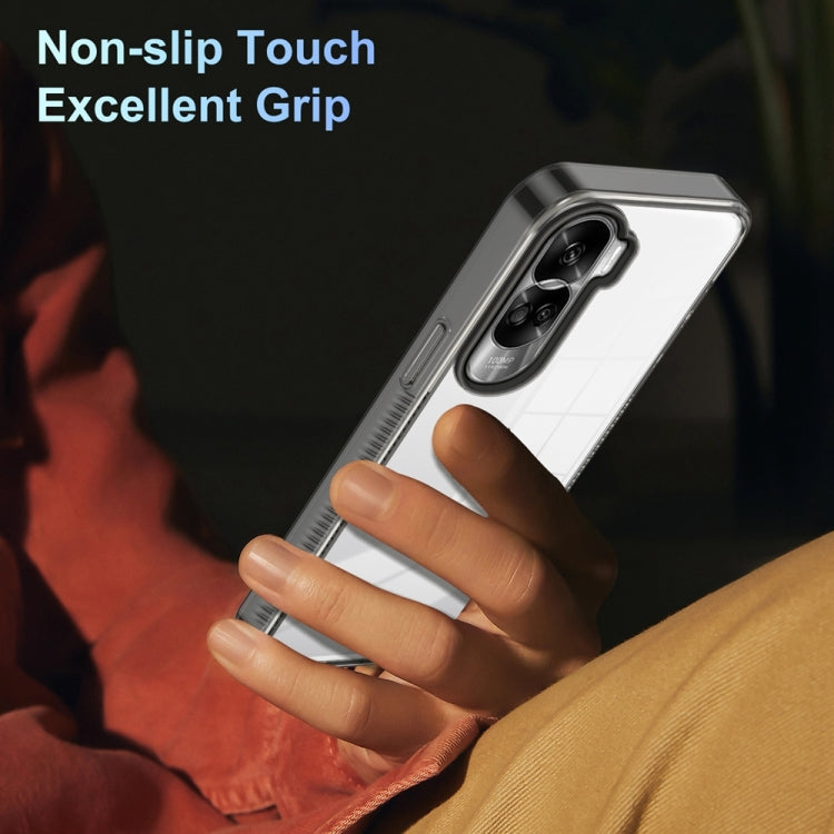 For Honor 90 Lite 2.5mm Anti-slip Clear Acrylic Hybrid TPU Phone Case(Black)