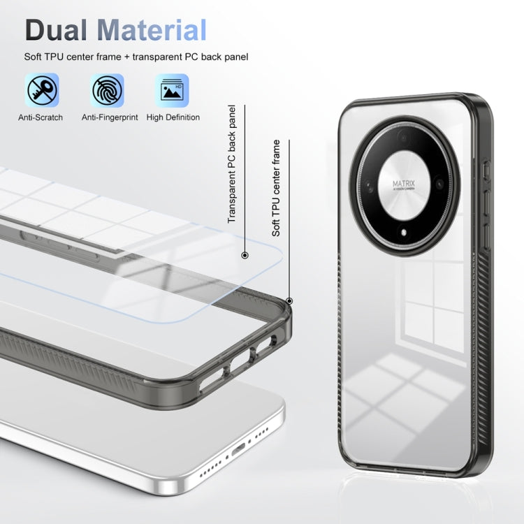 For Honor Magic6 Lite 5G 2.5mm Anti-slip Clear Acrylic Hybrid TPU Phone Case(Black)