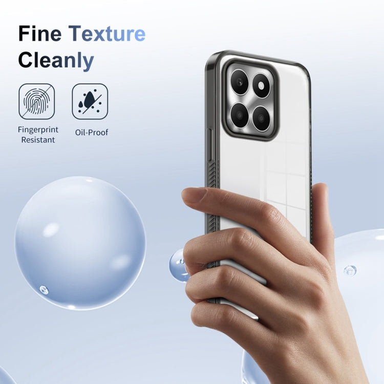 For Honor X6a 2.5mm Anti-slip Clear Acrylic Hybrid TPU Phone Case(Black)