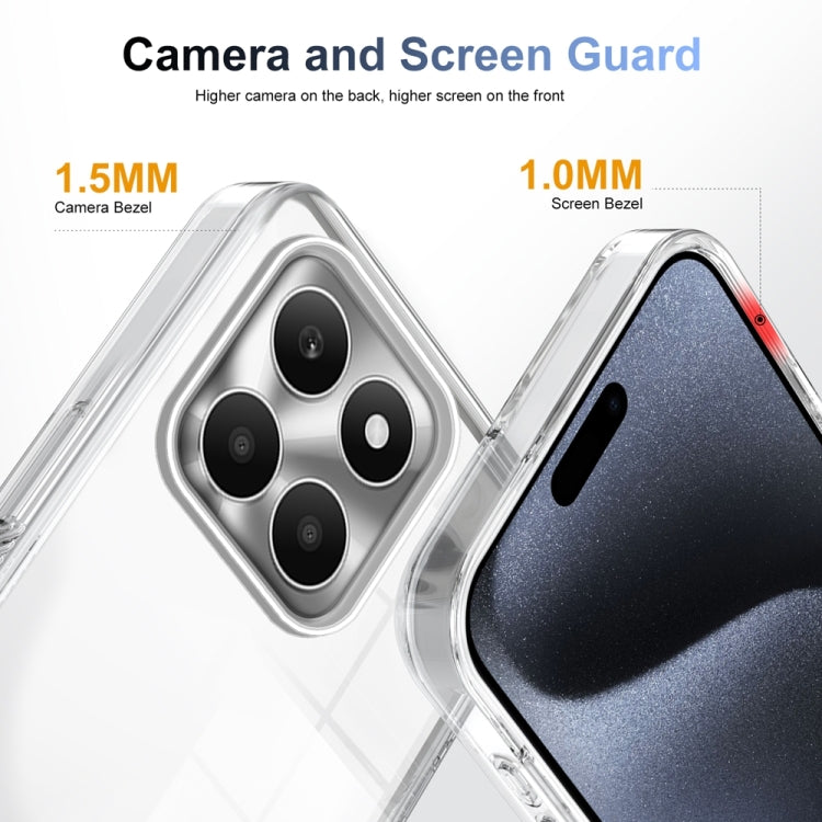 For Honor X6a 2.5mm Anti-slip Clear Acrylic Hybrid TPU Phone Case(Transparent)