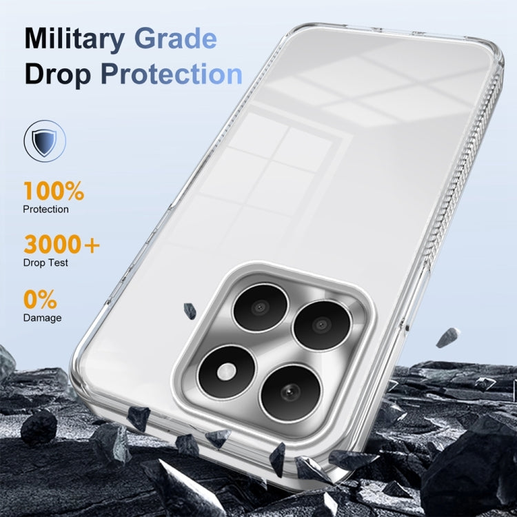 For Honor X6a 2.5mm Anti-slip Clear Acrylic Hybrid TPU Phone Case(Transparent)