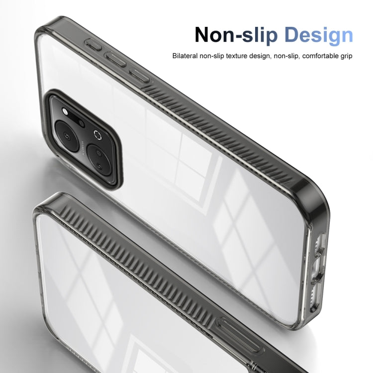 For Honor X7a 2.5mm Anti-slip Clear Acrylic Hybrid TPU Phone Case(Black)