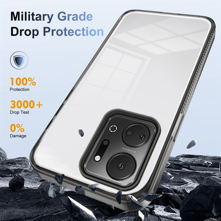 For Honor X7a 2.5mm Anti-slip Clear Acrylic Hybrid TPU Phone Case(Black)