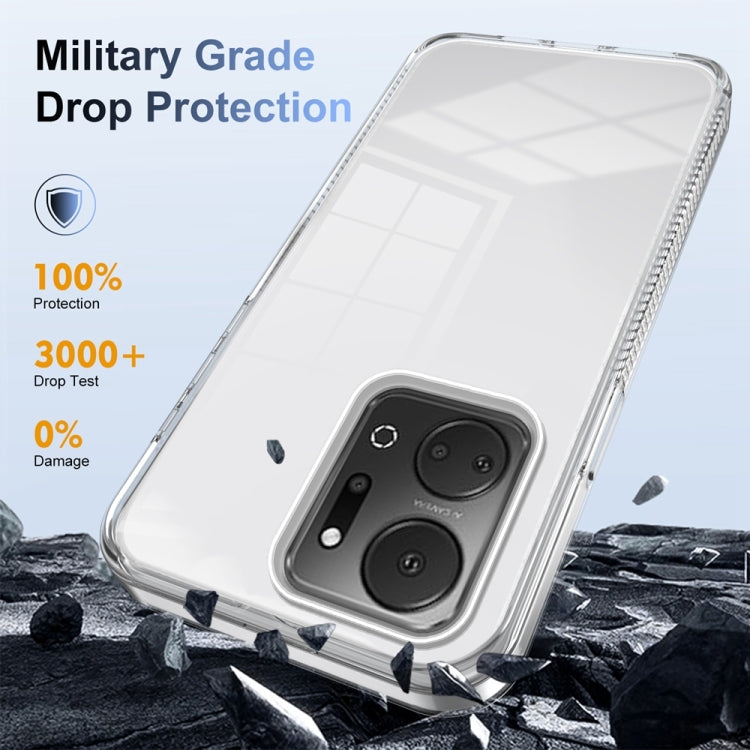 For Honor X7a 2.5mm Anti-slip Clear Acrylic Hybrid TPU Phone Case(Transparent)
