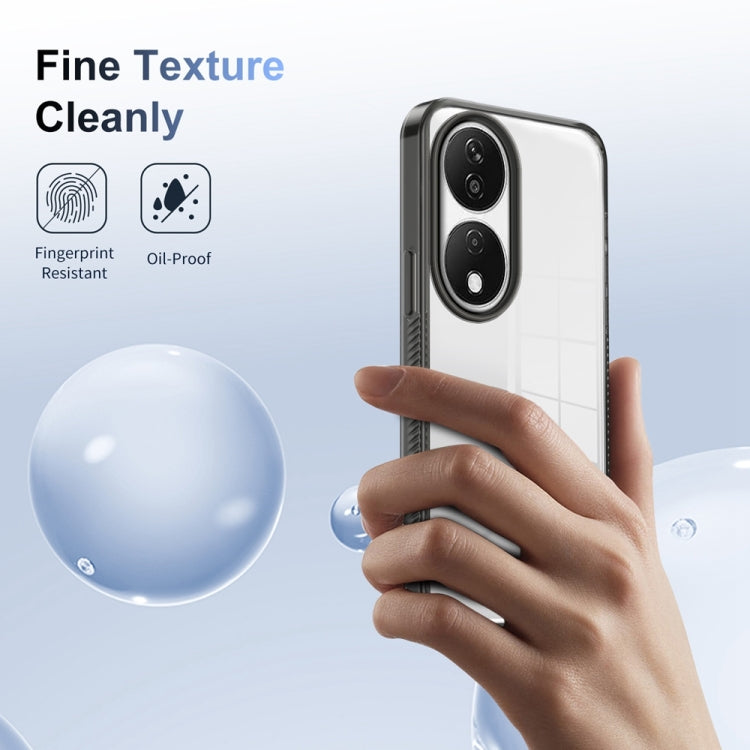 For Honor X7b 2.5mm Anti-slip Clear Acrylic Hybrid TPU Phone Case(Black)