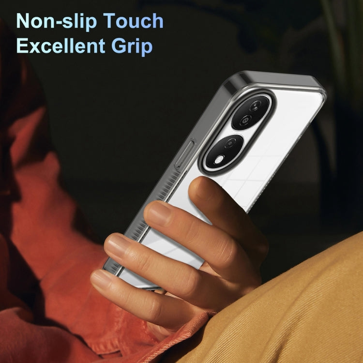 For Honor X7b 2.5mm Anti-slip Clear Acrylic Hybrid TPU Phone Case(Black)