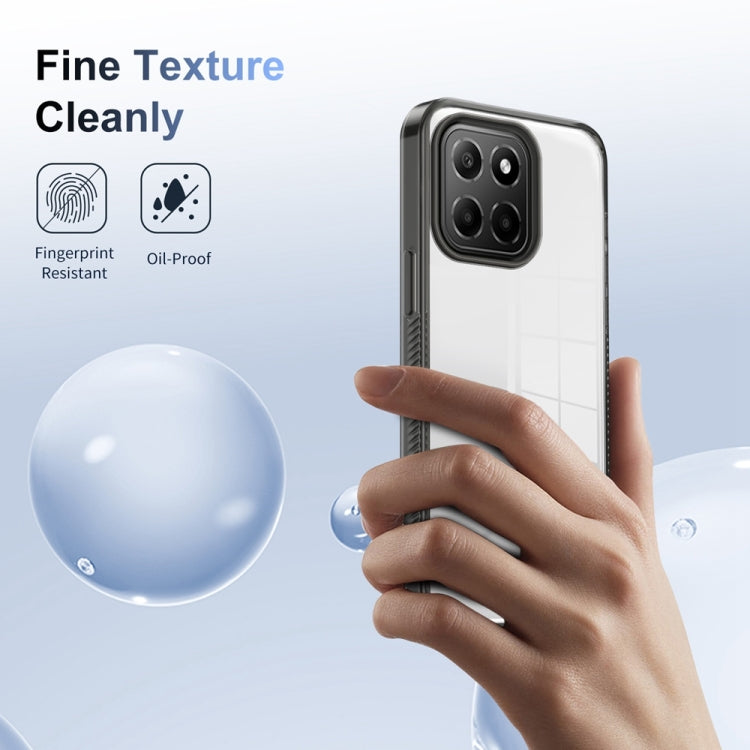 For Honor X8 5G 2.5mm Anti-slip Clear Acrylic Hybrid TPU Phone Case(Black)